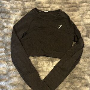 Black Long Sleeve Gym Crop Top